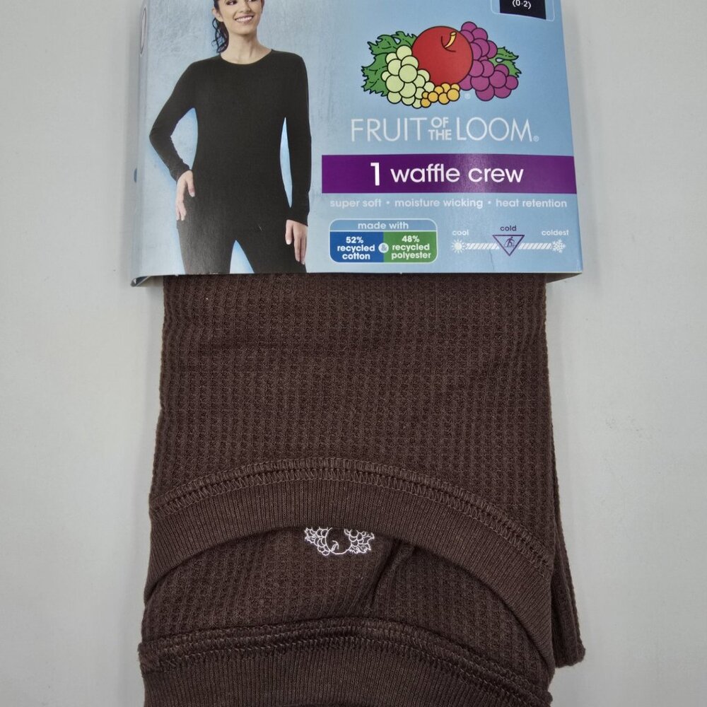 Fruit of the Loom Women's Chestnut Waffle Crew Thermal Long Sleeve Size X Small